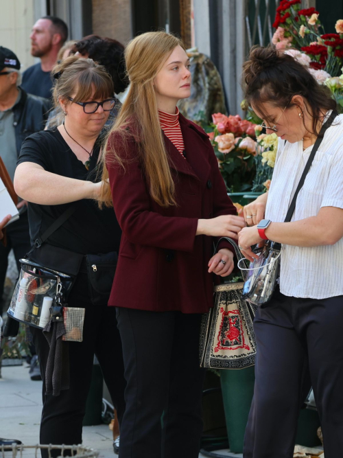 Elle Fanning and Timothée Chalamet On Set of A Complete Unknown 1