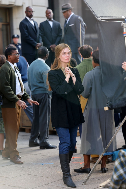 Elle Fanning on Set of 