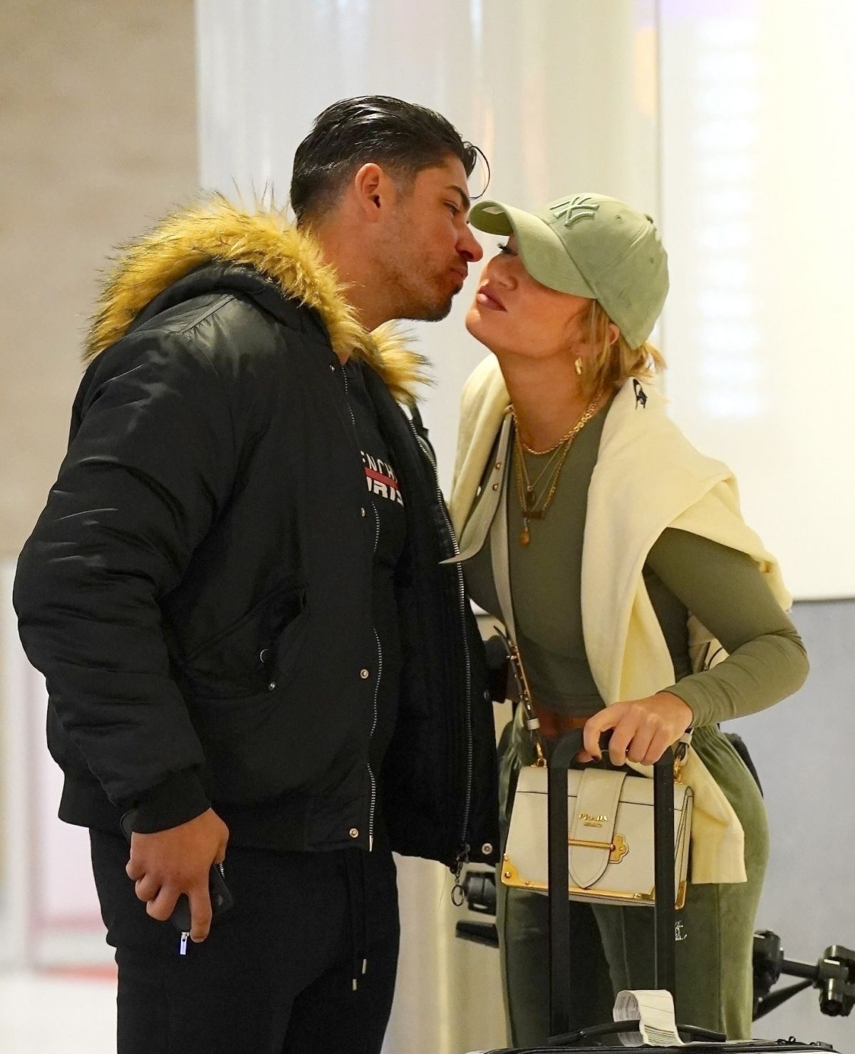 Georgia Harrison Shares Kiss with Boyfriend Edinburgh Airport