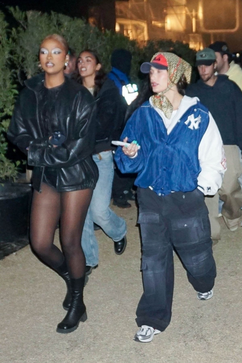 Hailey Bieber and Justine Skye at Doja Cat's Performance at Coachella