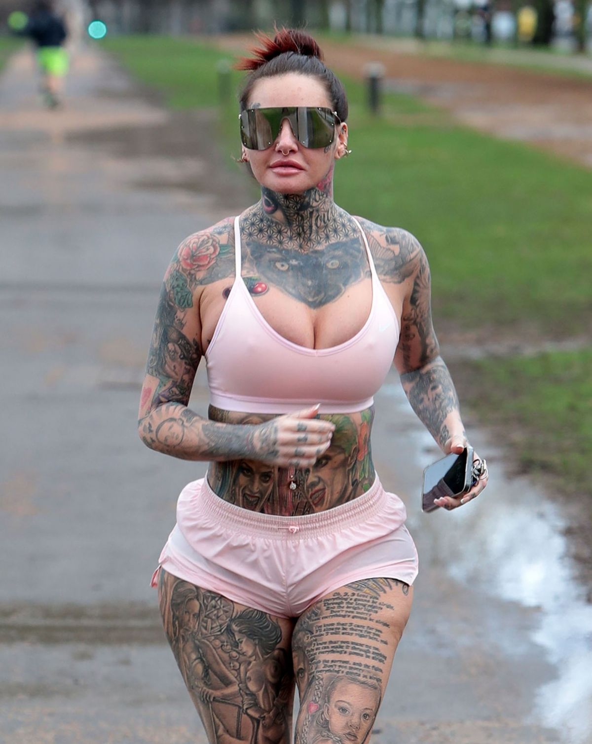 Jemma Lucy Exercises in Hyde Park in London