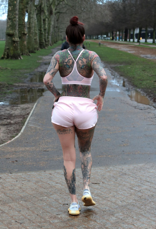 Jemma Lucy Exercises in Hyde Park in London 9