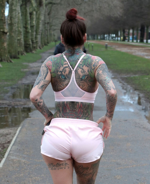 Jemma Lucy Exercises in Hyde Park in London 1