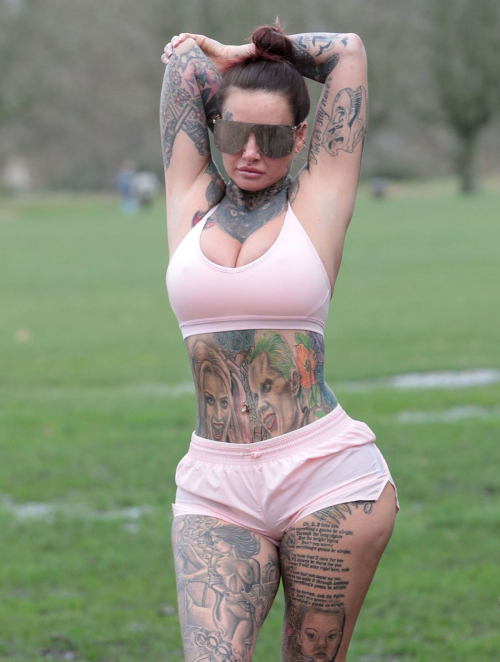 Jemma Lucy Exercises in Hyde Park in London 2