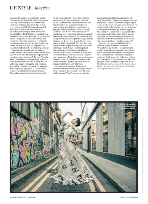 Laura Donnelly for Luxury London Living Fabric April 2024 1