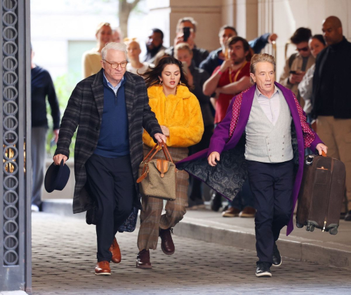 Selena Gomez Martin Short and Steve Martin Filming Only Murders in the Building in New York