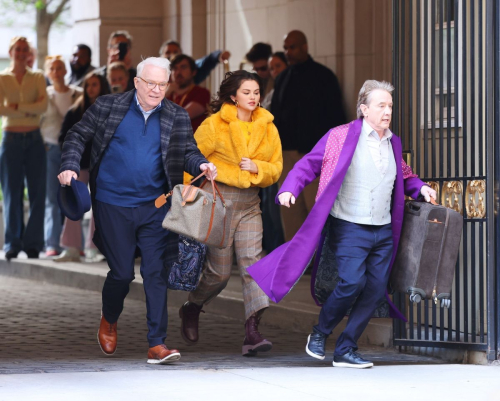 Selena Gomez Martin Short and Steve Martin Filming Only Murders in the Building in New York 1