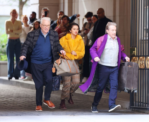 Selena Gomez Martin Short and Steve Martin Filming Only Murders in the Building in New York 8