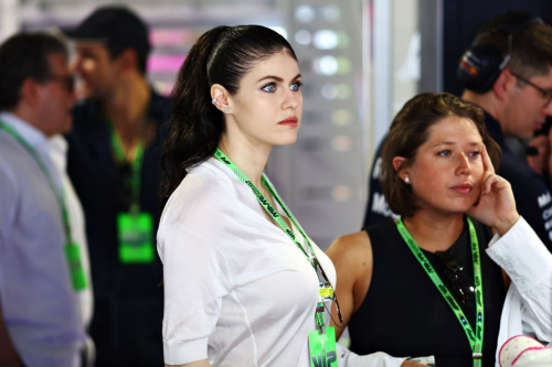 Alexandra Daddario at Oracle Red Bull Racing Garage at F1 Miami Grand Prix