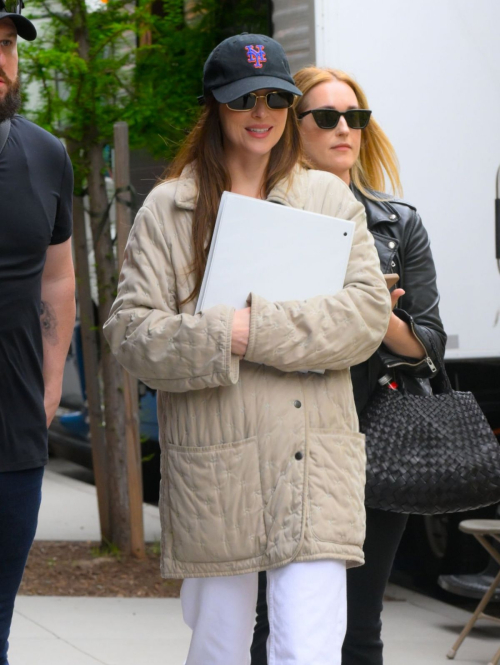 Dakota Johnson Filming Materialists in Tribeca New York