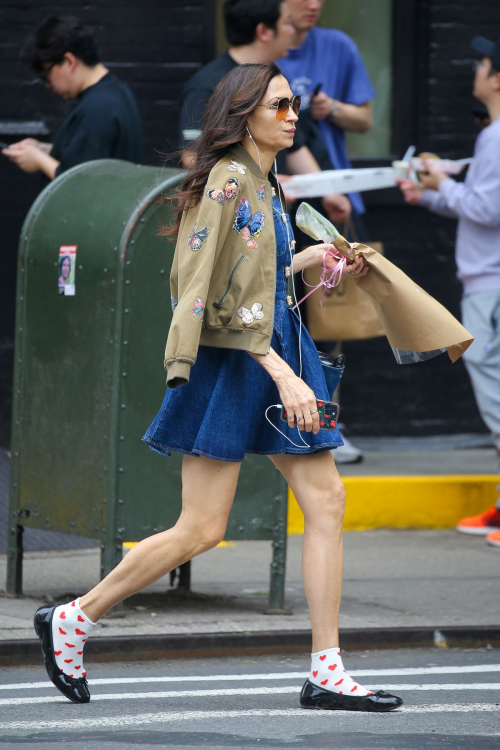 Famke Janssen Out Carrying a Bouquet of Flowers in New York 2