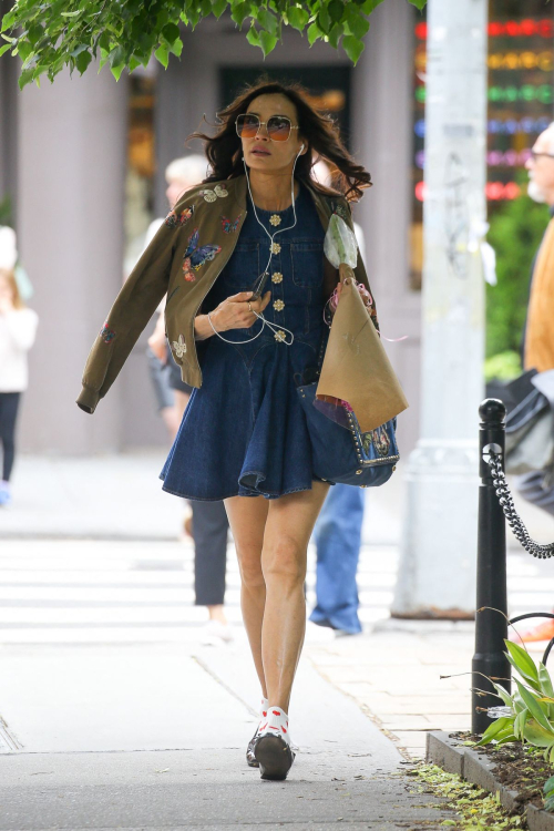 Famke Janssen Out Carrying a Bouquet of Flowers in New York 5