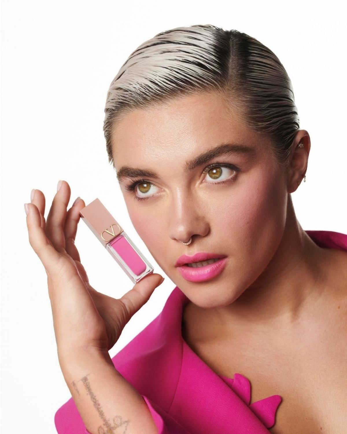 Florence Pugh Valentino Beauty Liquirosso Lipstick Campaign May 2024