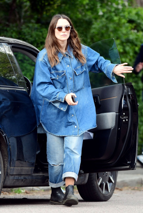 Keira Knightley in Double Denim Out in London