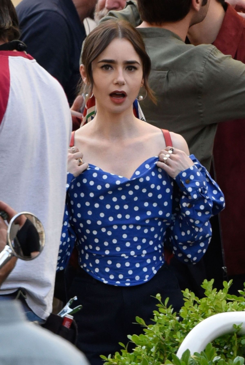 Lily Collins on Set of Emily in Paris with Eugenio Franceschini in Rome 1