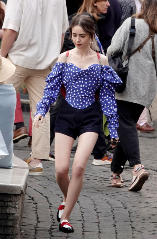 Lily Collins on Set of Emily in Paris with Eugenio Franceschini in Rome 2