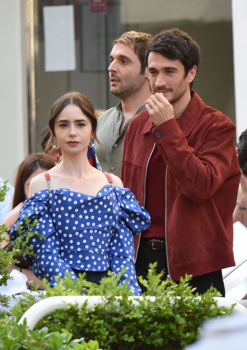 Lily Collins on Set of Emily in Paris with Eugenio Franceschini in Rome 5