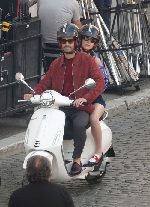 Lily Collins on Set of Emily in Paris with Eugenio Franceschini in Rome 7