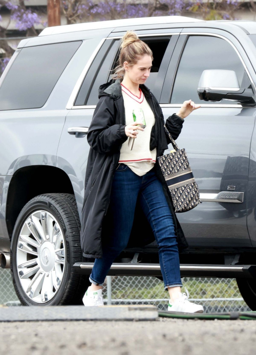 Lily James Arrives on the Set of Swiped in Los Angeles 6