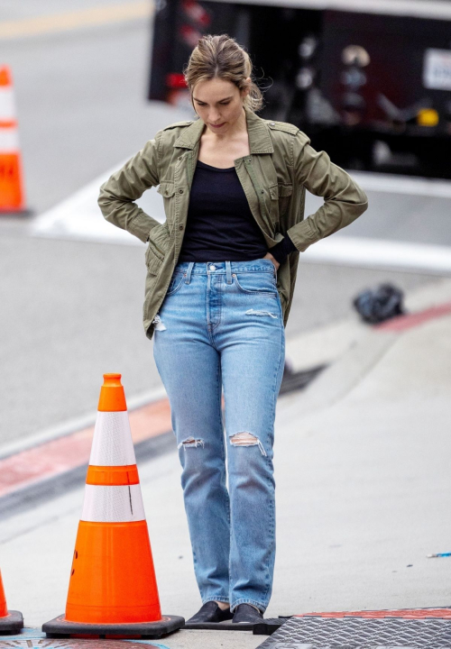 Lily James on the Set of Swiped in Los Angeles 8