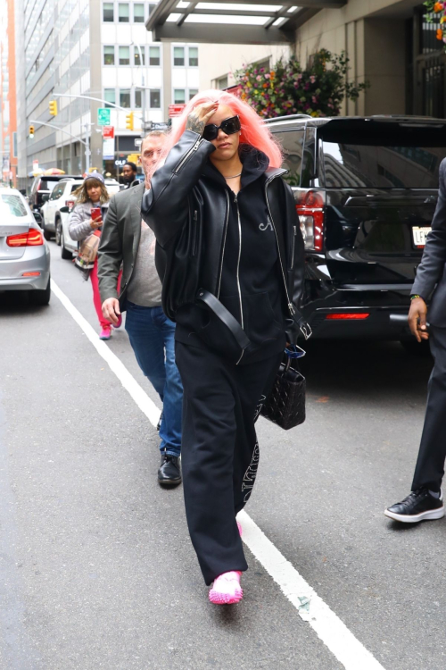 Rihanna Debuts New Pink Hair in New York 3