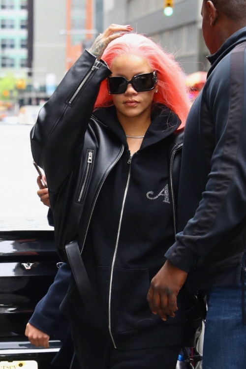 Rihanna Debuts New Pink Hair in New York 4