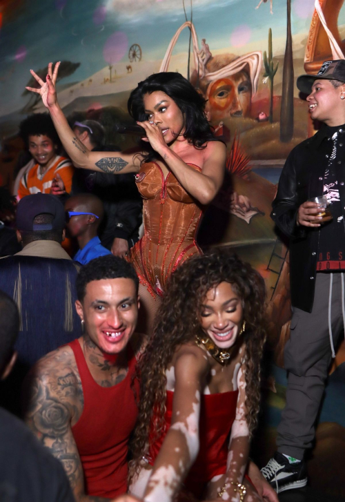 Teyana Taylor and Winnie Harlow at Teyana Taylor’s Cabaret Show The Dirty Rose in New York