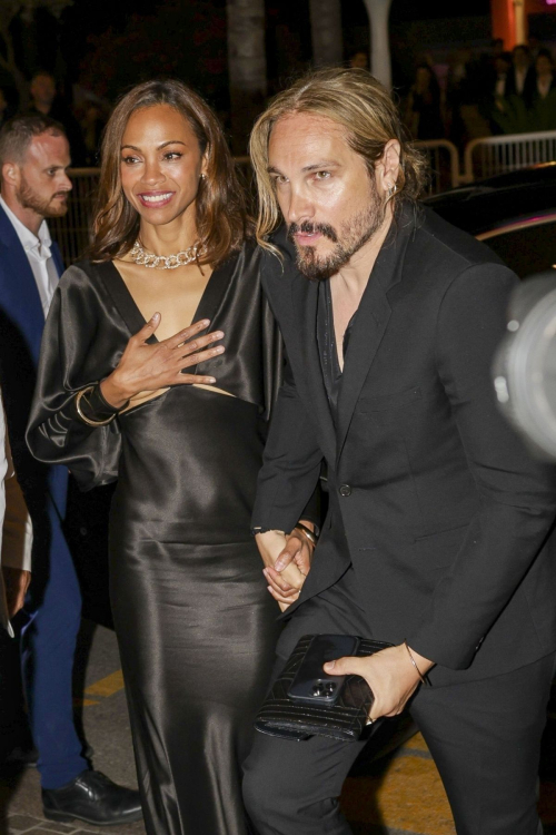 Zoe Saldana and Marco Perego Arrive at Marriott Hotel in Cannes