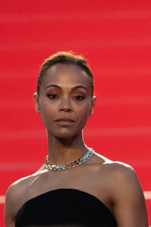 Zoe Saldana at Emilia Perez Premiere at 77th Annual Cannes Film Festival 2