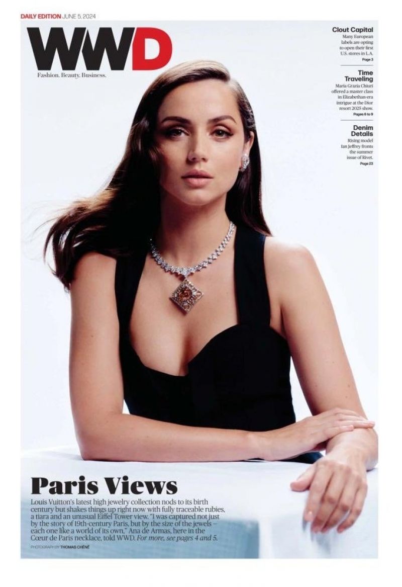 Ana de Armas for Louis Vuitton High Jewelry Tiara Monogram Star Cut Diamond for WWD