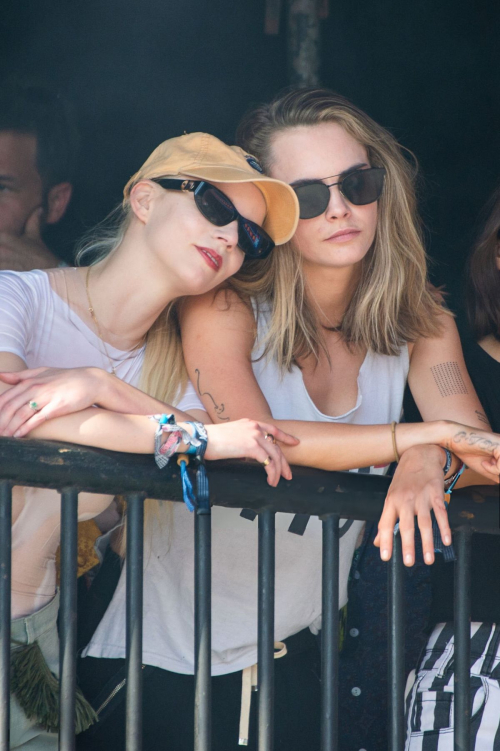 Cara Delevingne and Anya Taylor-Joy at Glastonbury Festival 2