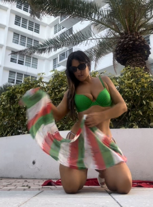 Claudia Romani Bikini and Flag Cover Up Miami 6