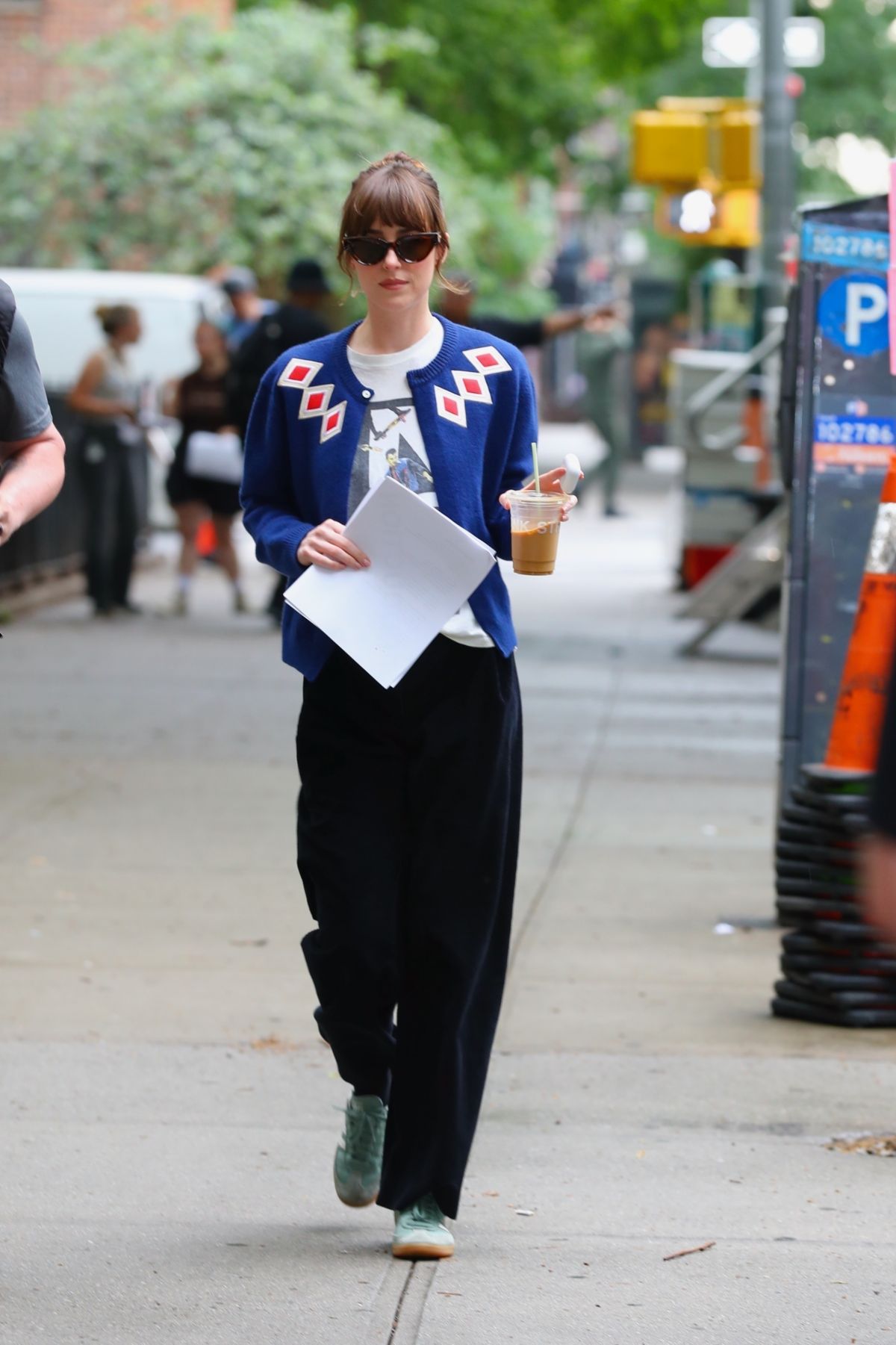 Dakota Johnson Arrives for Last Day of Filming Materialists Chelsea