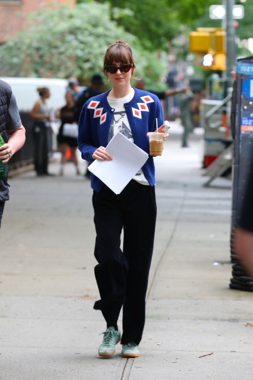 Dakota Johnson Arrives for Last Day of Filming Materialists Chelsea 5