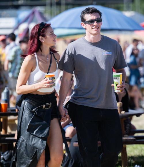 Dua Lipa and Callum Turner at Glastonbury Festival 2