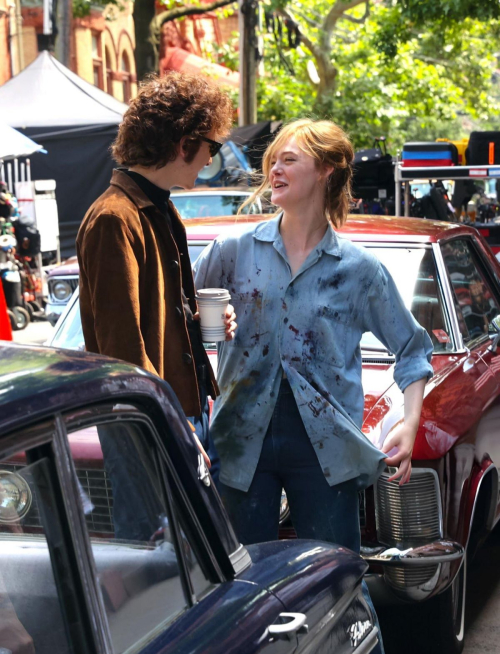 Elle Fanning on the Set of "A Complete Unknown" in Hoboken, New Jersey 1