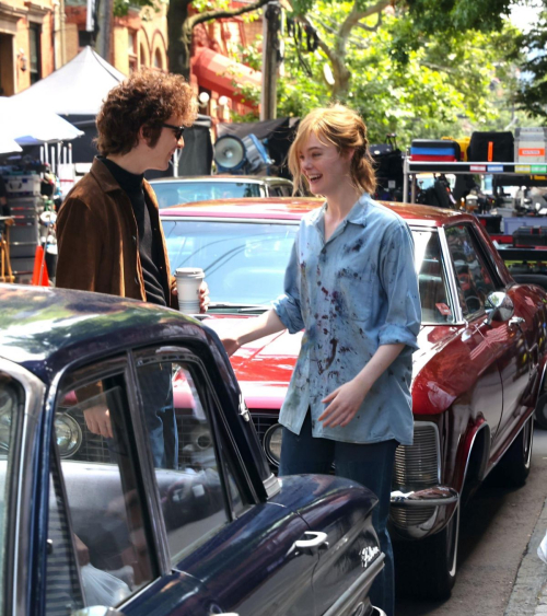 Elle Fanning on the Set of "A Complete Unknown" in Hoboken, New Jersey 2