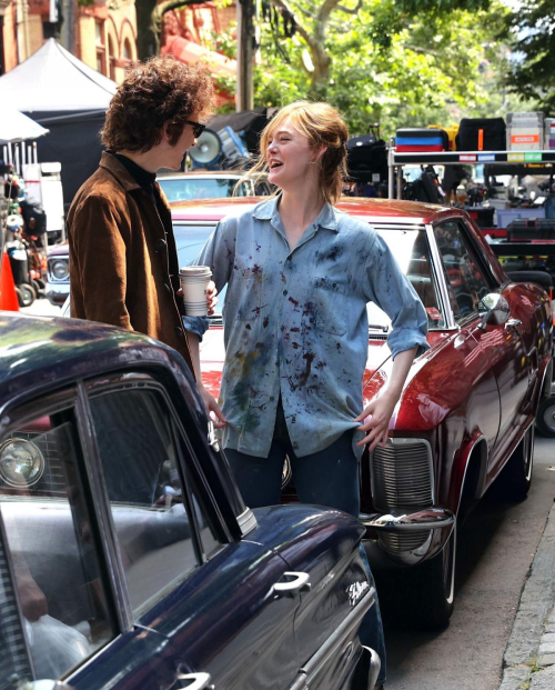 Elle Fanning on the Set of "A Complete Unknown" in Hoboken, New Jersey 3