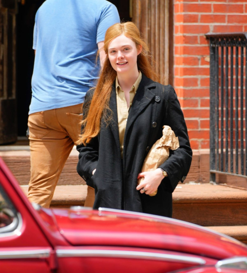 Elle Fanning Timothee Chalamet Set of A Complete Unknown Hoboken 3