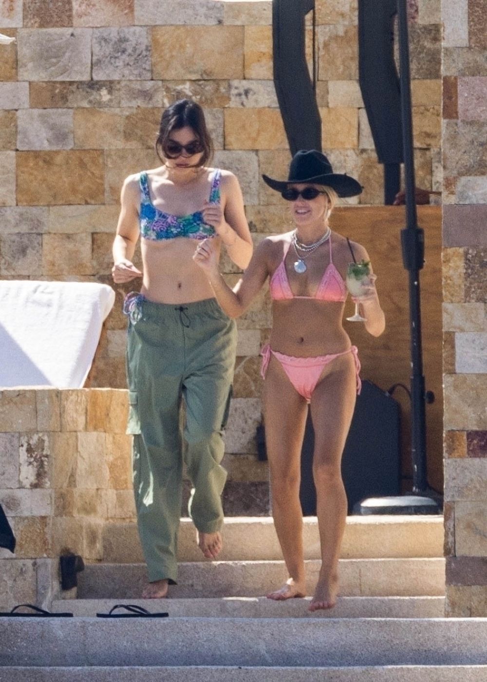 Hailee Steinfeld in Bikini Top with a Friend in Mexico