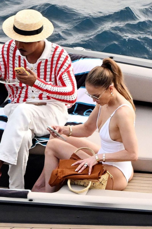 Jennifer Lopez in Swimsuit on Boat in Positano 12