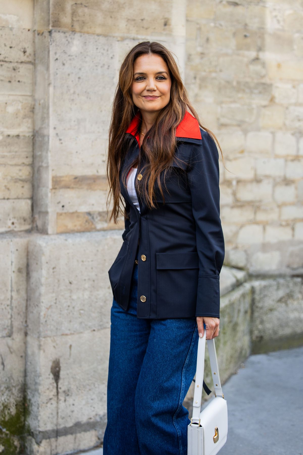 Katie Holmes Arrives at Patou Haute Couture Fall/Winter Show at Paris Fashion Week