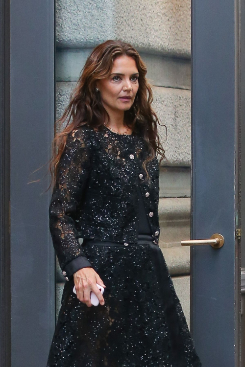 Katie Holmes in a Black Lace Dress Out in New York 3