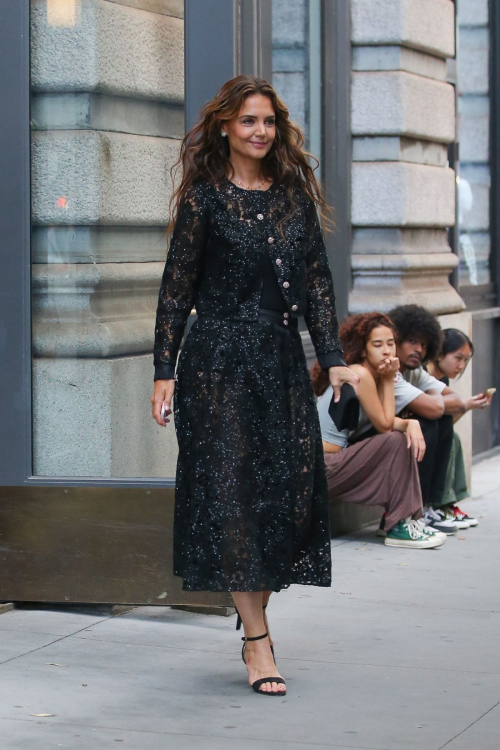 Katie Holmes in a Black Lace Dress Out in New York 5