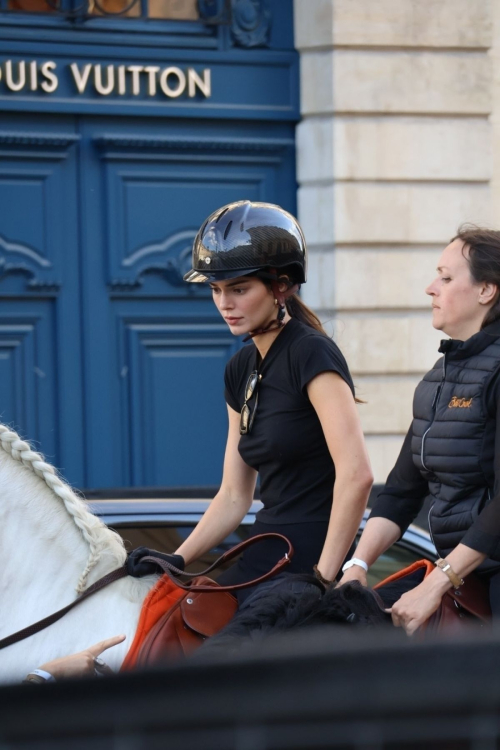 Kendall Jenner Riding on Horseback Through Paris