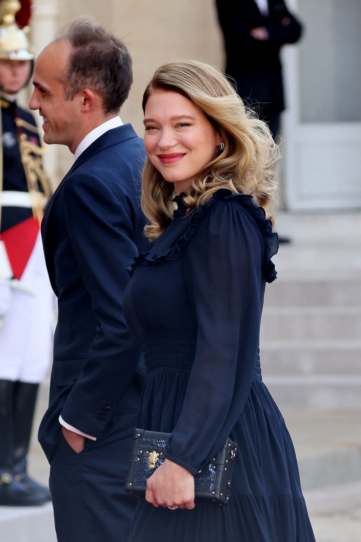 Lea Seydoux Arrives at Presidential Palace Elysee for Official State Dinner in Paris