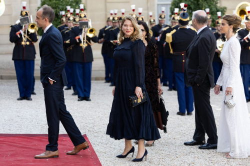 Lea Seydoux Arrives at Presidential Palace Elysee for Official State Dinner in Paris 2