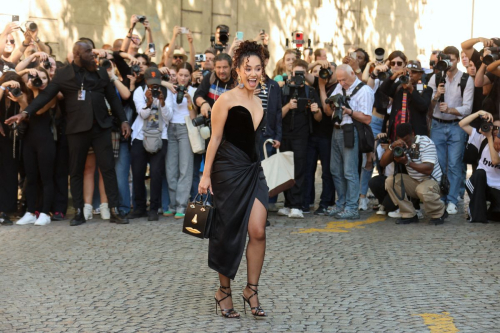 Lena Mahfouf Arrives at Schiaparelli Haute Couture Fall/Winter 2024-2025 Show at Paris Fashion Week 3