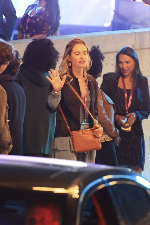 Lily James on Set of Swiped Huntington Beach 1