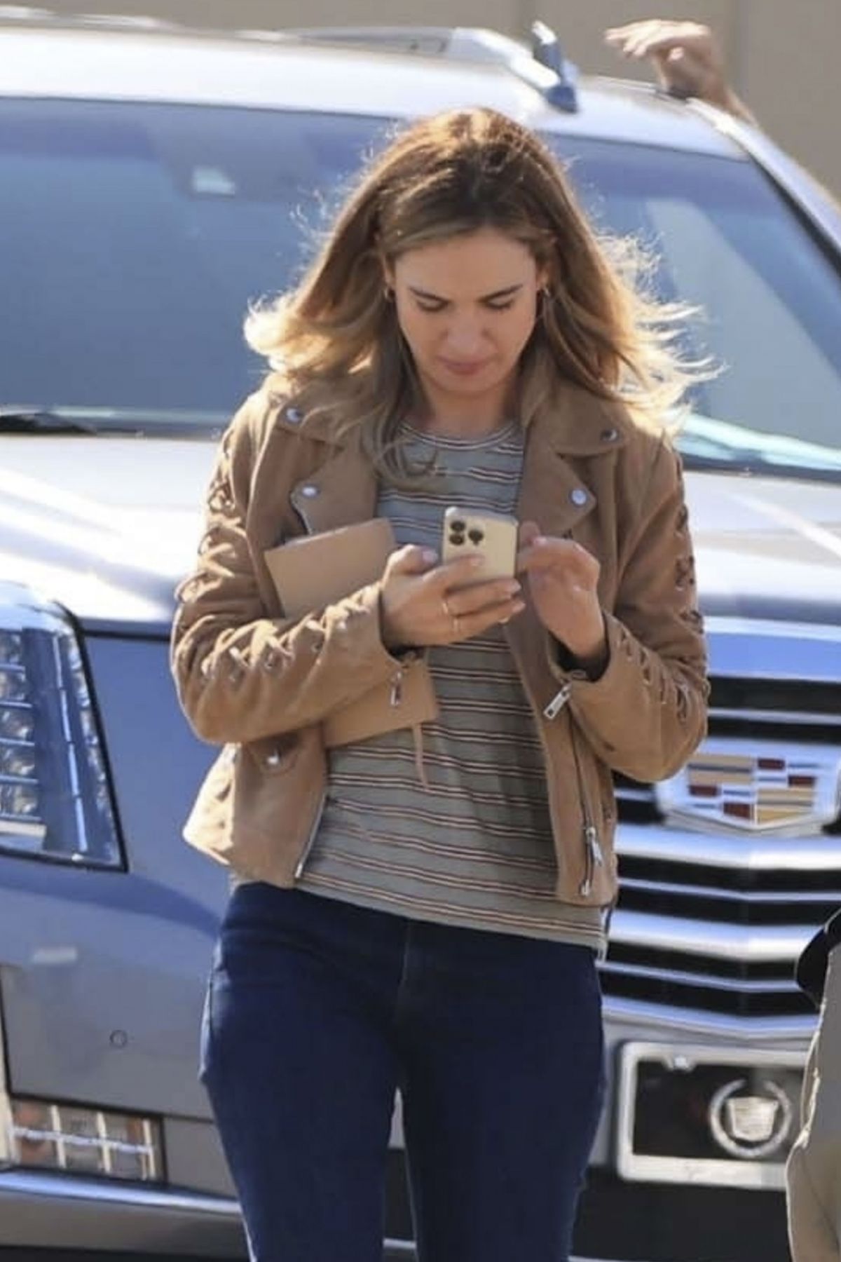 Lily James on the Set of Swiped in Los Angeles